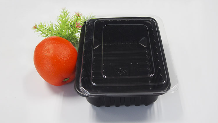 单格长方形黑色餐盒