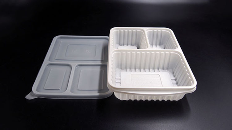 三格PP白色餐盒1